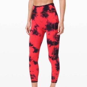 Lululemon Invigorate High-Rise Tight 25" *Wash Tie Dye Carnation Red Black